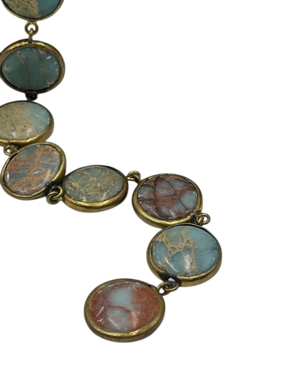 Lena Bernard Signed Stepping Stone Jasper Bezel Long Y Lariat Drop Necklace - Picture 5 of 8